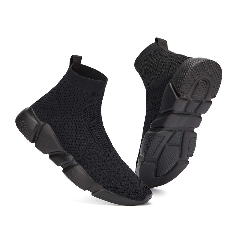 Casbeam Women's Running Knit Comfortable Lightweight Breathable Casual Sports Shoes Fashion Sneakers Slip-On Walking Shoes All Black Size 8 - Image 1